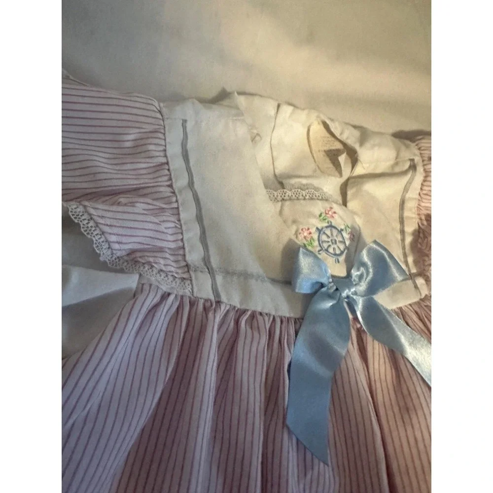 Baby girl‎ vintage pink and white striped dress 12M